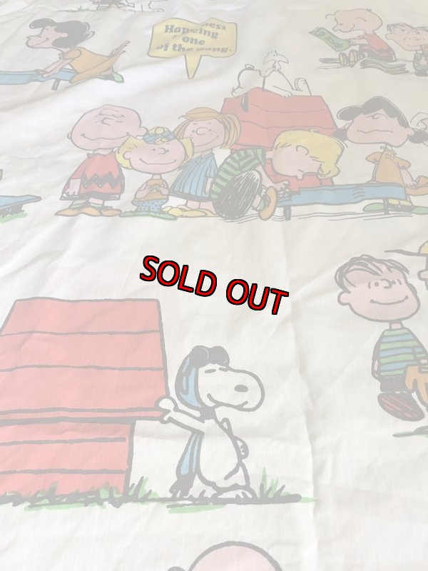 画像3:  Snoopy fabric Flat Sheet 1971 / スヌーピー　フラットシーツ　白生地 (3)