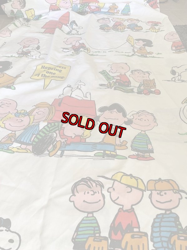 画像4:  Snoopy fabric Flat Sheet 1971 / スヌーピー　フラットシーツ　白生地 (4)