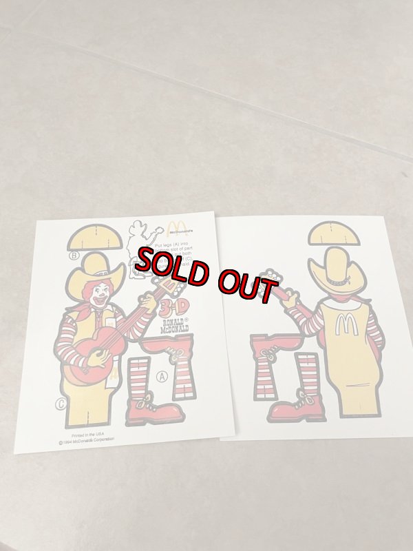画像2: McDonald’s Ronald Panch Out Small Doll set of 2 , 1994 / マクドナルドのロナルド　ソフトプラスチック製　パンチアウト人形 (2)