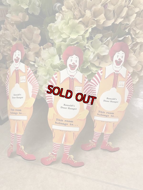 画像1: McDonald’s Ronald paper Door Hanger Set if 3  1992 / マクドナルドのロナルド　紙製　ドアハンガー3枚セット (1)