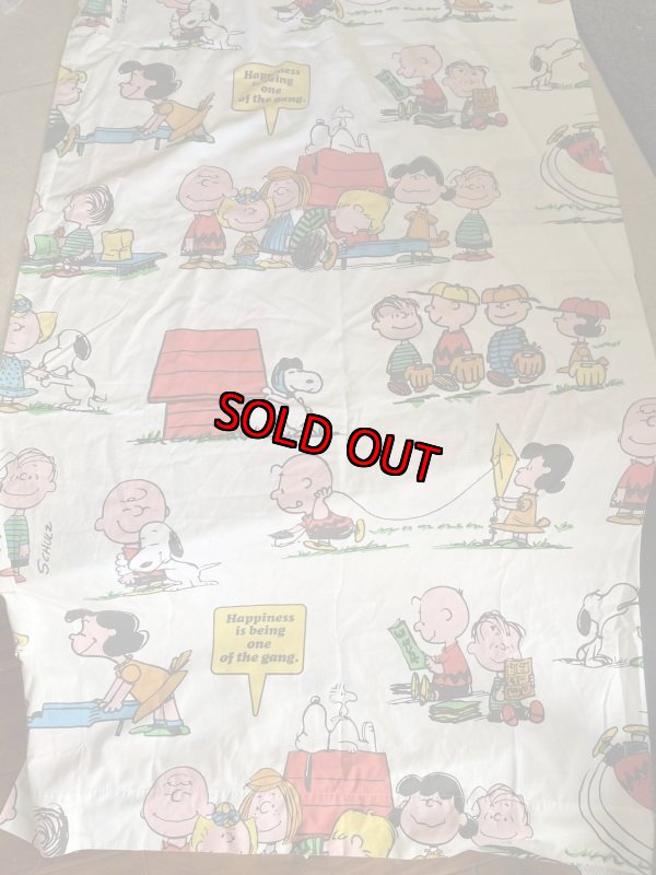 画像2:  Snoopy fabric Flat Sheet 1971 / スヌーピー　フラットシーツ　白生地 (2)