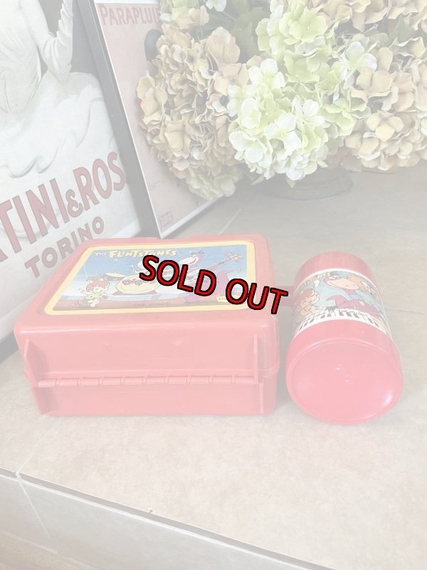 画像8: Denny’s Flintstones Red Plastic Lunch Box With Thermos 1989 / デニーズ　フリントストーン　プラスチック製　ランチボックス　水筒付き (8)