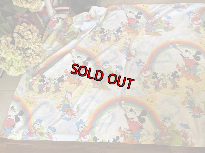 画像1: Disney Mickey Mouse Flat  sheet 60‘s / ディズニーのミッキーマウス　フラットシーツ (1)