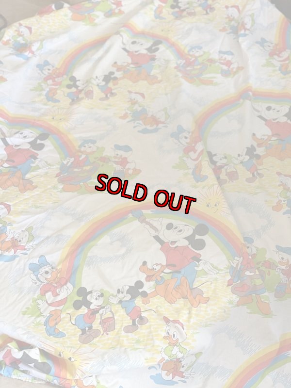 画像2: Disney Mickey Mouse Box sheet 60‘s / ディズニーのミッキーマウス　虹　ボックスシーツ (2)