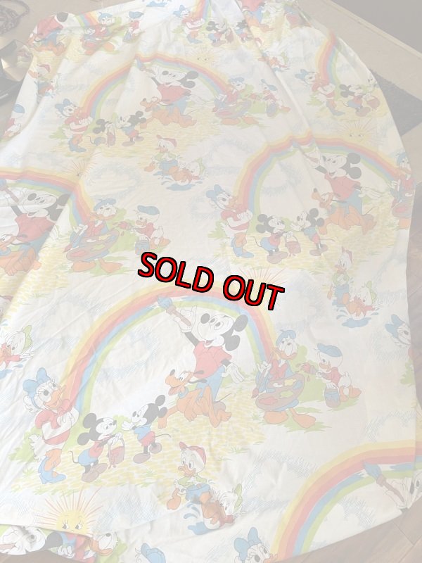 画像1: Disney Mickey Mouse Box sheet 60‘s / ディズニーのミッキーマウス　虹　ボックスシーツ (1)