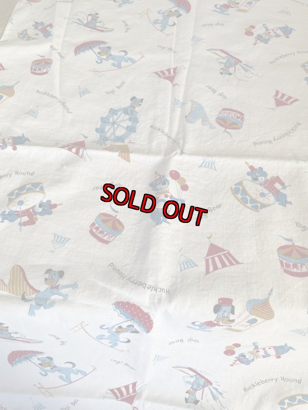 画像3: Huckleberry Hound & Yogi Bear fabric sheet / ハンナバーベラ レア!ハックルベリーハウンド&ヨギベア  布 ファブリック (3)