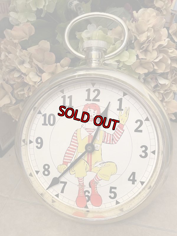 画像1: McDonalds Ronald  Round Large Wall Clock 70’s / マクドナルド、ロナルドの丸い壁時計　大きいウォールクロック (1)