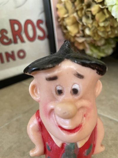 画像1: Hanna Barbera Flintstones Fred Rubber squeak Doll Red &Black 13cm / フリントストーンズ フレッド ラバードール スクィーキー 小さめ