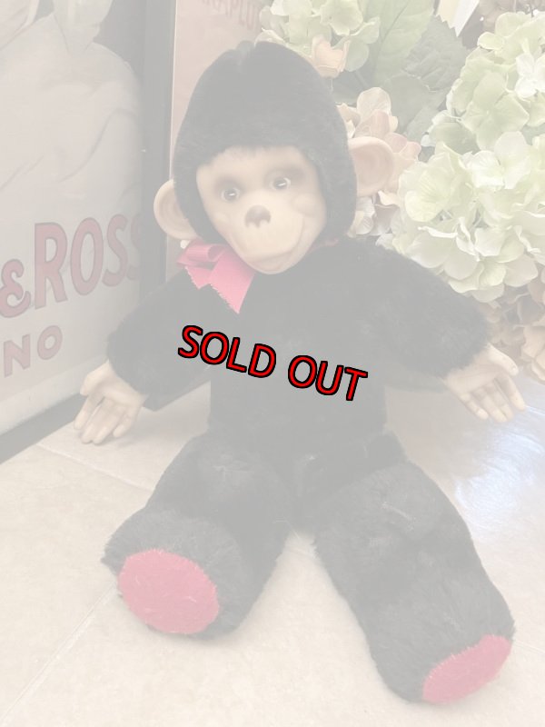 画像1: Black Monkey Rubber Face  plush  Doll / ブラックモンキー、ラバーフェイスぬいぐるみ (1)