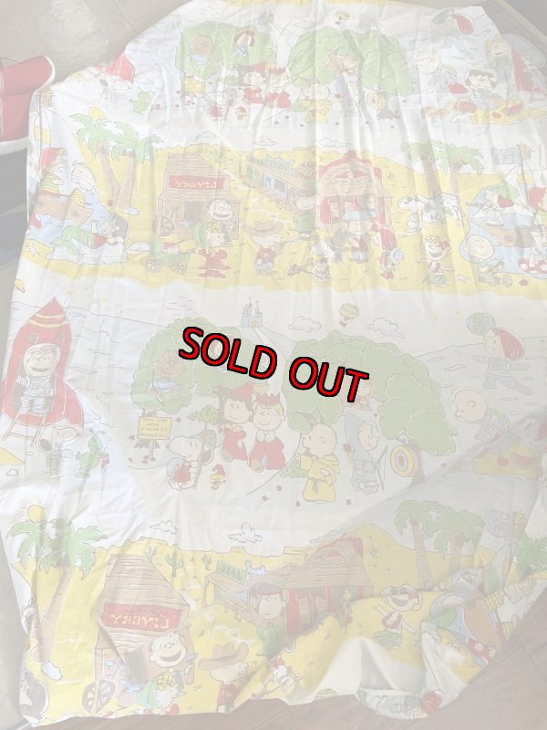 画像3:  Snoopy western fabric Box Sheet (A) / スヌーピー　ボックスシーツ　生地　ウエスターン (3)