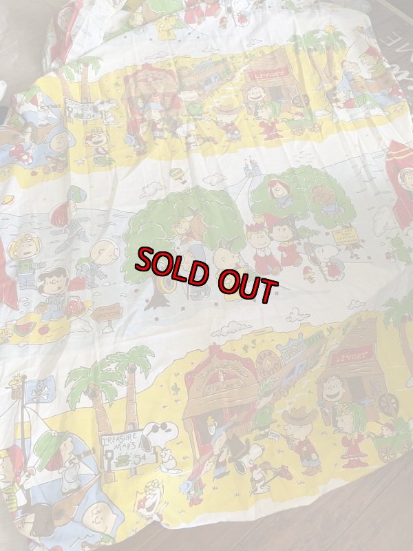 画像1:  Snoopy western fabric Box Sheet (A) / スヌーピー　ボックスシーツ　生地　ウエスターン (1)