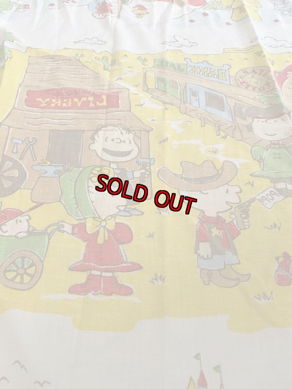 画像5:  Snoopy western fabric Box Sheet (A) / スヌーピー　ボックスシーツ　生地　ウエスターン (5)