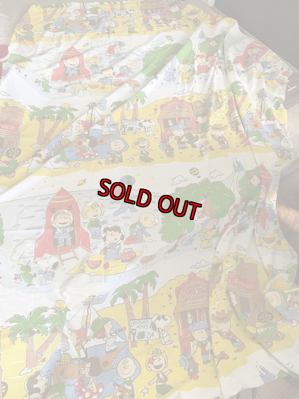 画像1:  Snoopy western fabric Flat Sheet (A) / スヌーピー　フラットシーツ　生地　ウエスターン (1)