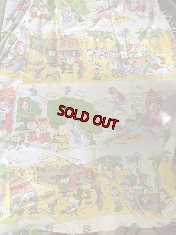 画像3:  Snoopy western fabric Flat Sheet (A) / スヌーピー　フラットシーツ　生地　ウエスターン (3)