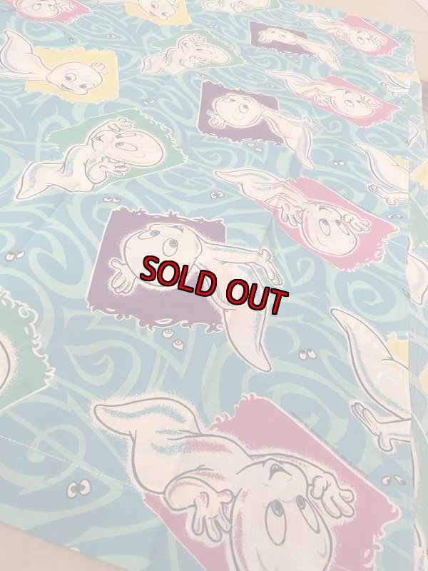 画像3: Casper The Friendly Ghost  flat sheet Blue /  レア!!キャスパー フラットシーツ  (3)