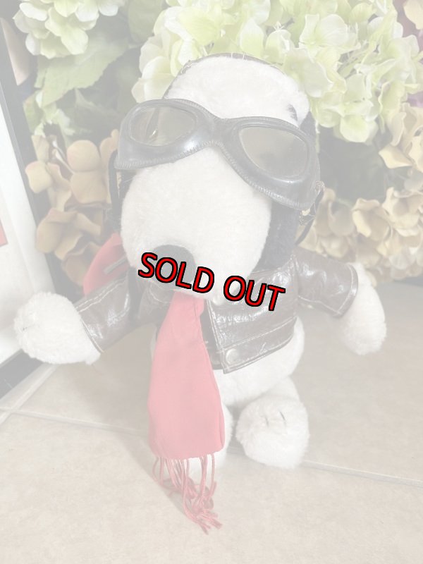 画像1: Snoopy Red Baron  Plush Stuffed Doll With red scarf  / スヌーピー レッドバロン　ぬいぐるみ  レッドマフラー (1)