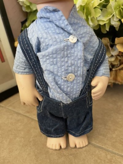 画像2: Dennis the Menace Rubber doll 60s / わんぱくデニス ラバードール ブルーシャツ、デニムオーバーオール
