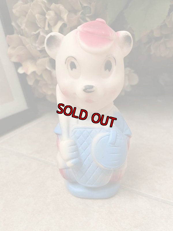 画像1: Baseball cloth Bear Vinyl Squeak Doll / ベースボール　野球服のクマ　ソフビ、ラバードール　 (1)