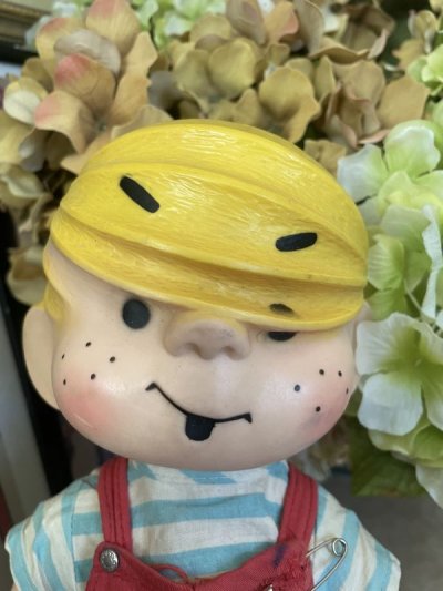 画像1: Dennis the Menace Rubber doll Red Overall 1958 (A) /  わんぱくデニス　ラバードール　青と白Tシャツ、レッドオーバーオール