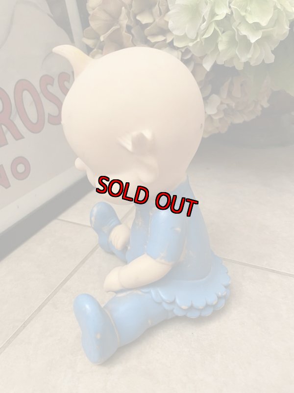 画像3: Blue cloth Baby Vinyl Squeak Doll 19cm / 青の洋服のベイビー、ソフビ、ラバードール　 (3)