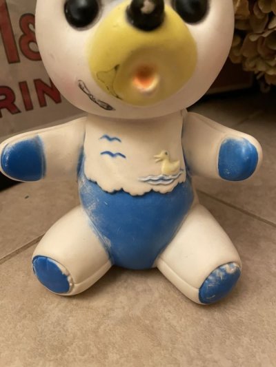 画像2: White &Blue cloth Baby Bear Vinyl Squeak Doll / 青と白の洋服のベイビーベア、クマ　ソフビ、ラバードール　
