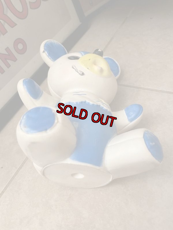 画像7: White &Blue cloth Baby Bear Vinyl Squeak Doll / 青と白の洋服のベイビーベア、クマ　ソフビ、ラバードール　 (7)