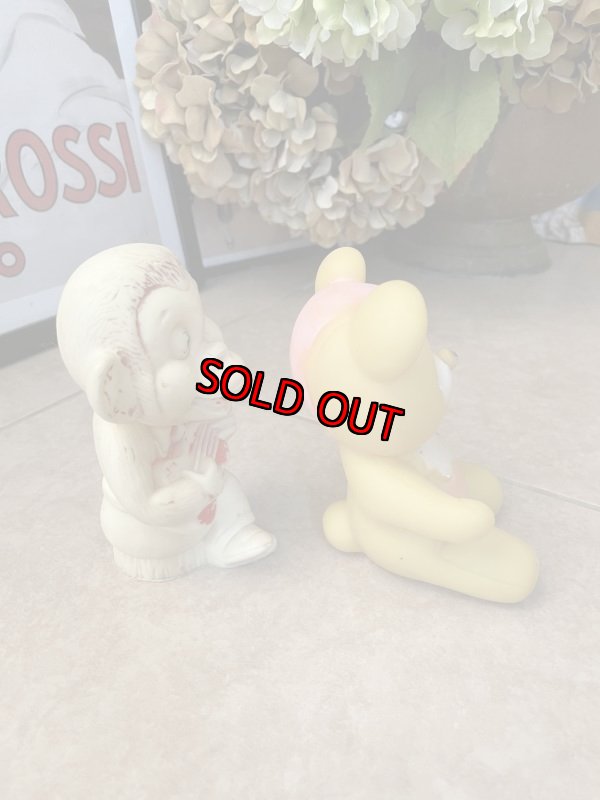 画像5: Monkey＆Bear Vinyl Squeak Dolls set of 2 / お猿とクマのソフビ、ラバードール　2体セット (5)