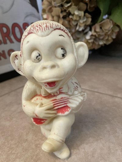 画像1: Monkey＆Bear Vinyl Squeak Dolls set of 2 / お猿とクマのソフビ、ラバードール　2体セット