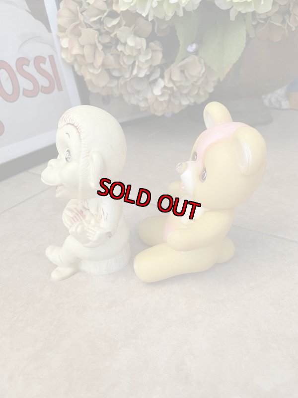画像3: Monkey＆Bear Vinyl Squeak Dolls set of 2 / お猿とクマのソフビ、ラバードール　2体セット (3)