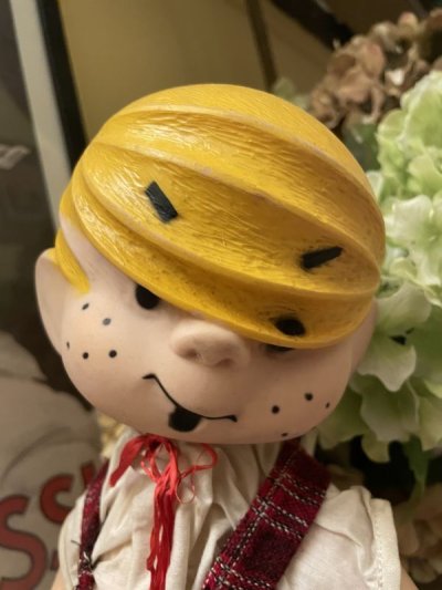 画像1: Dennis the Menace Rubber doll 60s (B) /  わんぱくデニス　ラバードール　チェックオーバーオール