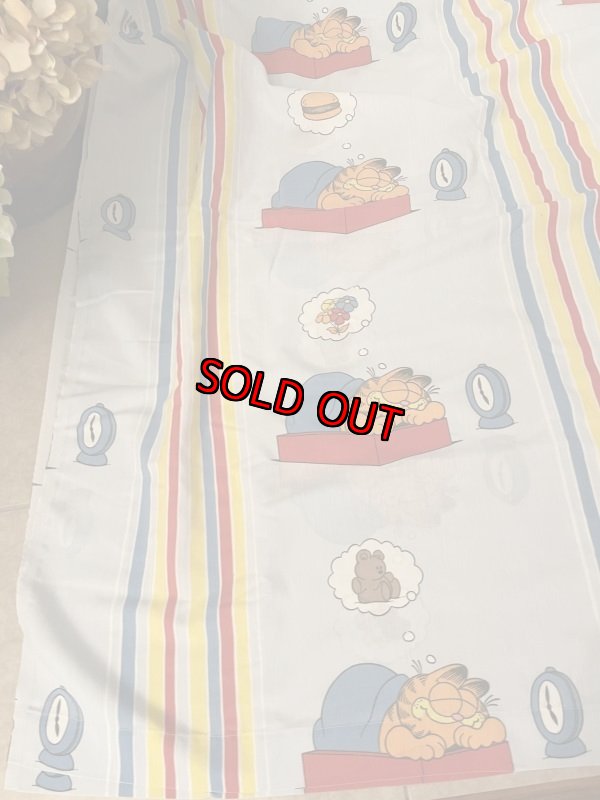 画像2: Garfield the Cat Bedtime flat sheet 1978 / ガーフィールド ベッドタイム フラットシーツ (2)