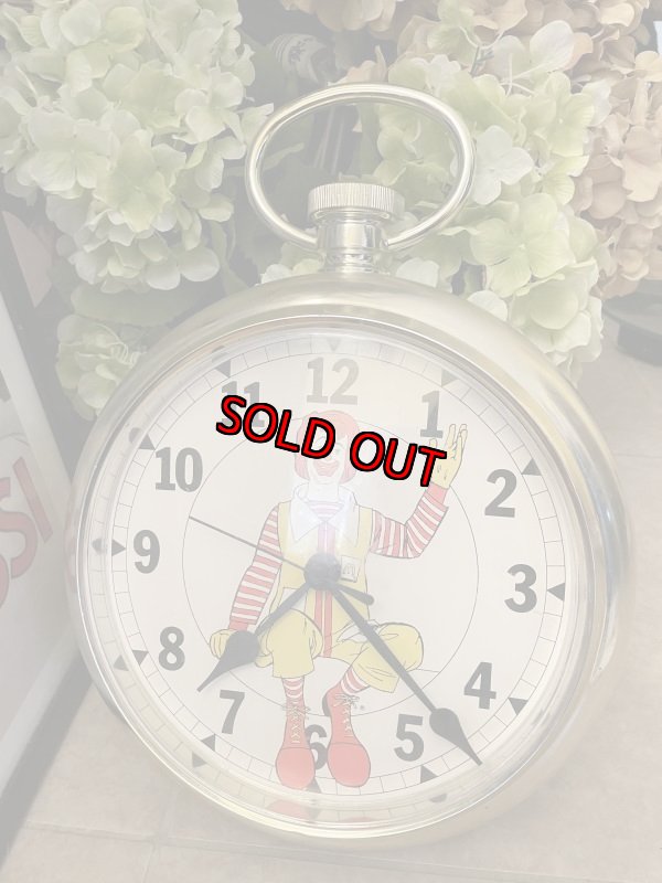 画像1: McDonalds Ronald  Round Large Wall Clock 70’s / マクドナルド、ロナルドの丸い壁時計　大きいウォールクロック (1)
