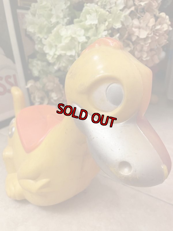 画像4: Flintstones Dino plastic yellow pull toy 60’s  / ハンナバーベラ　フリントストーン　ディノ　イエロー　プル　トイ　 (4)