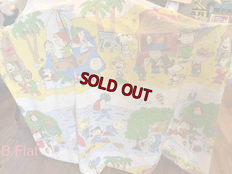 画像1:  Snoopy western fabric Flat Sheet (B) / スヌーピー　フラットシーツ　生地　ウエスターン (1)