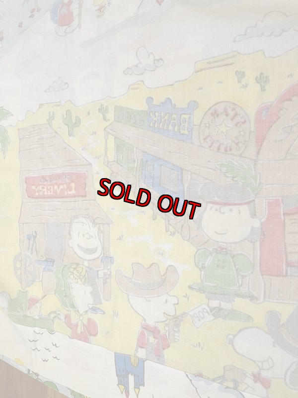 画像8:  Snoopy western fabric Flat Sheet (B) / スヌーピー　フラットシーツ　生地　ウエスターン (8)