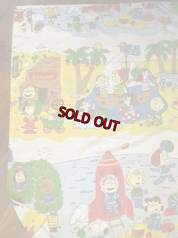 画像2:  Snoopy western fabric Flat Sheet (B) / スヌーピー　フラットシーツ　生地　ウエスターン (2)