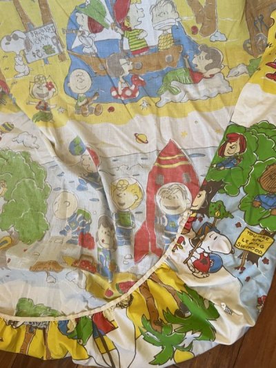 画像1:  Snoopy western fabric Box Sheet (B) / スヌーピー　ボックスシーツ　生地　ウエスターン