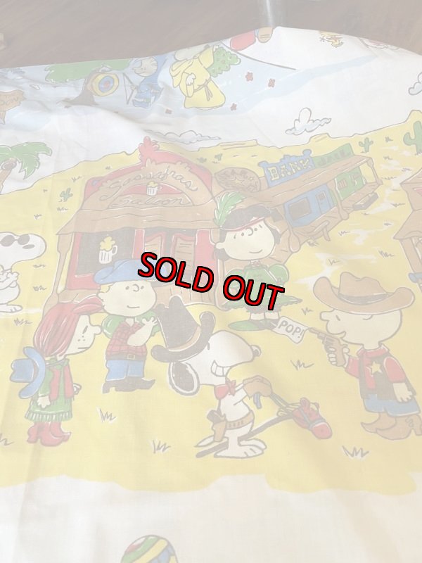 画像3:  Snoopy western fabric Flat Sheet (B) / スヌーピー　フラットシーツ　生地　ウエスターン (3)