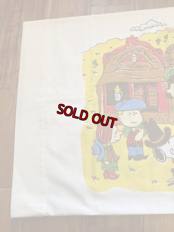 画像2:  Snoopy western fabric Pillowcase / スヌーピー　ピローケース　生地　ウエスターン (2)