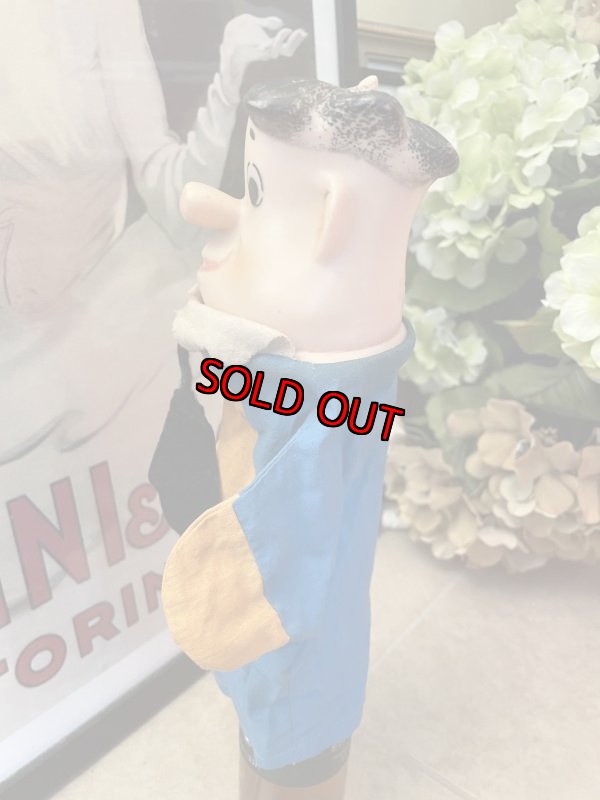 画像3: Hanna Barbera flintstones Fred Face Rubber Hand Puppet Blue Fabric with Black Tie 60’s (B) / ハンナバーベラ　フリントストーン　フレッド　フェイスラバー　パペット　布 (3)