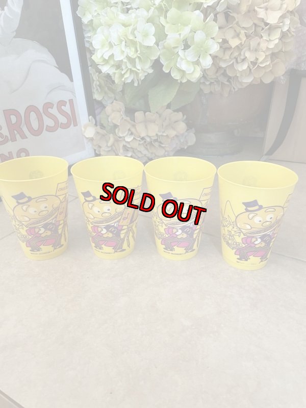 画像1: McDonald’s Yellow Plastic Cup mayor McCheese Set of 4 (C) 1977 / マクドナルドのプラスチック製、メイヤーマックチーズ、イエローコップ、4個セット (1)