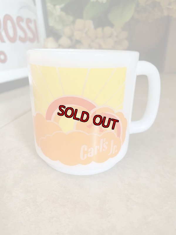 画像1: Carl’s Jr Glasbake milk glass mug / カールスジュニア　グラスベイク　ミルクグラス　マグ (1)