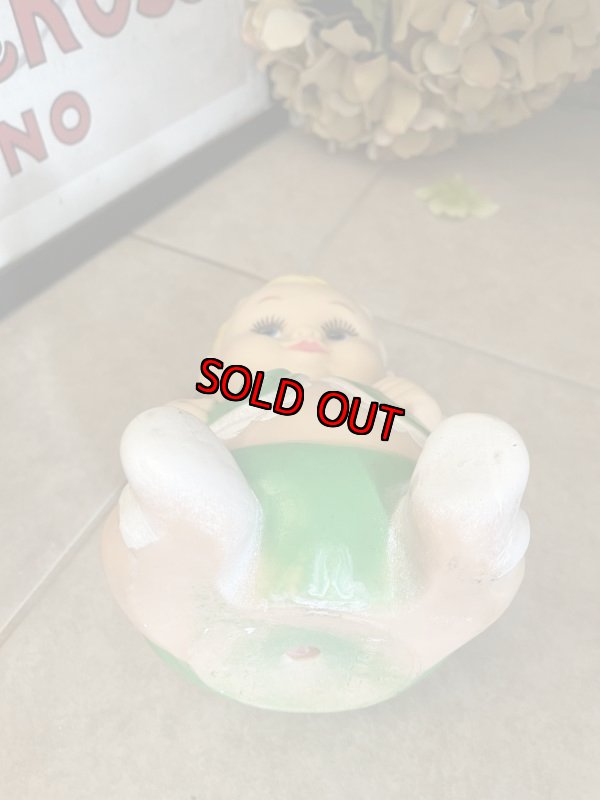 画像8: Green cloth Baby UNEEDA Vinyl Squeak Doll 1968 /  グリーンの洋服のベイビー、ソフビ、ラバードール　 (8)