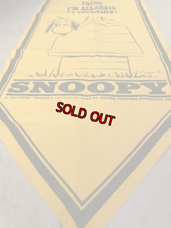 画像5: Peanuts Snoopy Yellow Felt Banner Allergic Morning / ピーナッツ スヌーピー 黄色 フェルト バナー アレルギーモーニング (5)