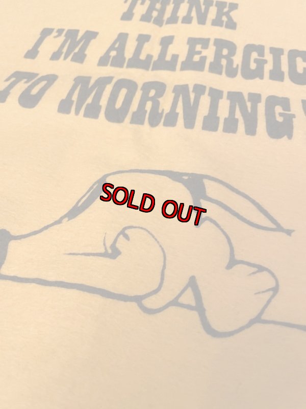 画像7: Peanuts Snoopy Yellow Felt Banner Allergic Morning / ピーナッツ スヌーピー 黄色 フェルト バナー アレルギーモーニング (7)