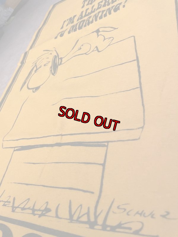画像10: Peanuts Snoopy Yellow Felt Banner Allergic Morning / ピーナッツ スヌーピー 黄色 フェルト バナー アレルギーモーニング (10)