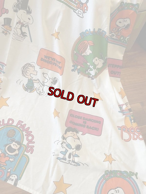 画像1:  Snoopy Disco fabric Flat Sheet (C) / スヌーピー　ディスコ　フラットシーツ　生地　 (1)
