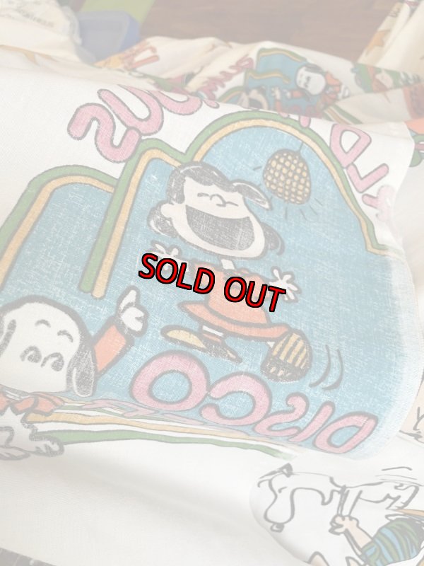 画像10:  Snoopy Disco fabric Flat Sheet (C) / スヌーピー　ディスコ　フラットシーツ　生地　 (10)