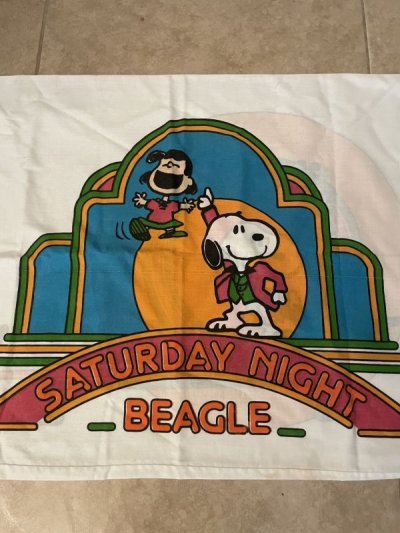 画像2:  Snoopy Disco  fabric pillowcase (A) / スヌーピー　ピローケース、枕カバー　ディスコ