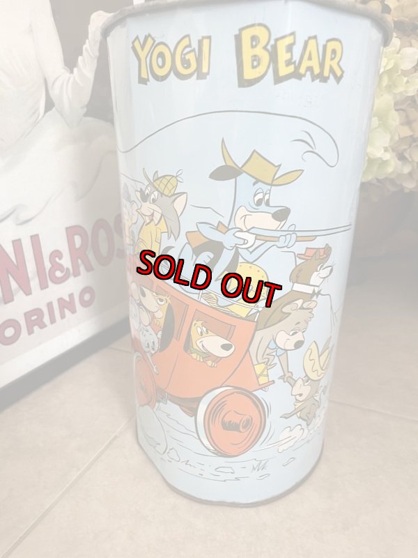 画像5: Hanna Barbera Hucklebrry Houned Yogi Bear Tin Trash Can / ハックルベリーハウンド　ヨギベア のアルミ製、メタル製のゴミ箱、トラッシュカン (5)
